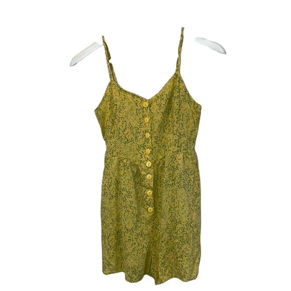 Urban Outfitters Poppy Sweetheart Button-down romper yellow Preowned - Picture 1 of 6